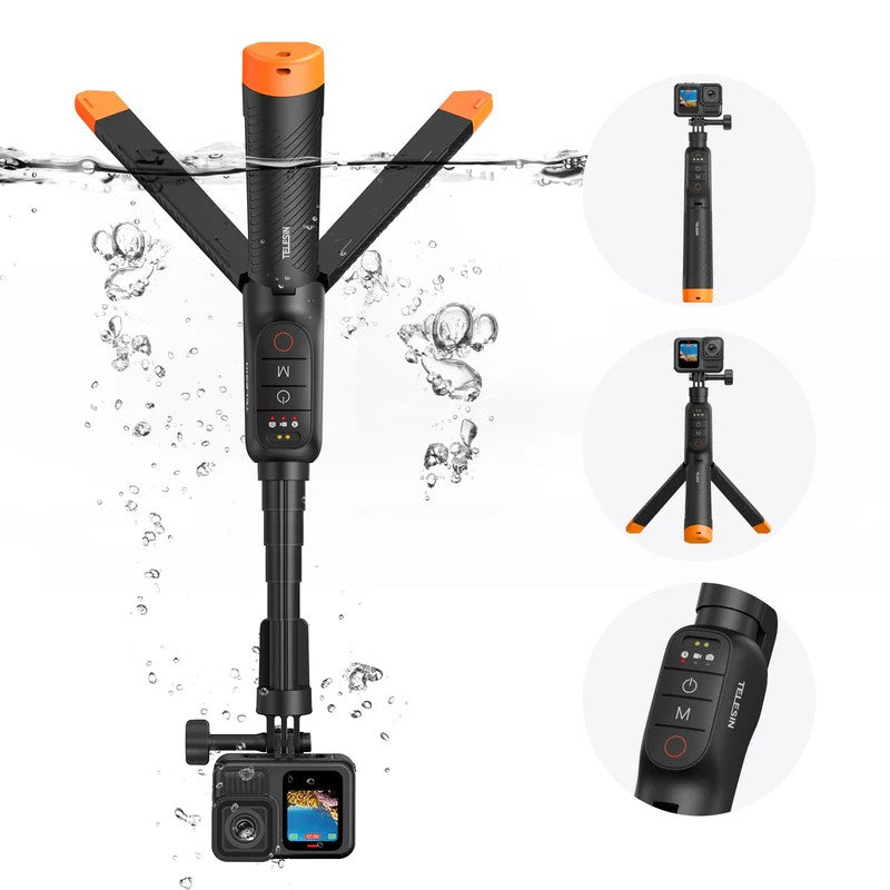 Telesin Unterwasser Selfie-Stick Stativ mit Fernbedienung für GoPro