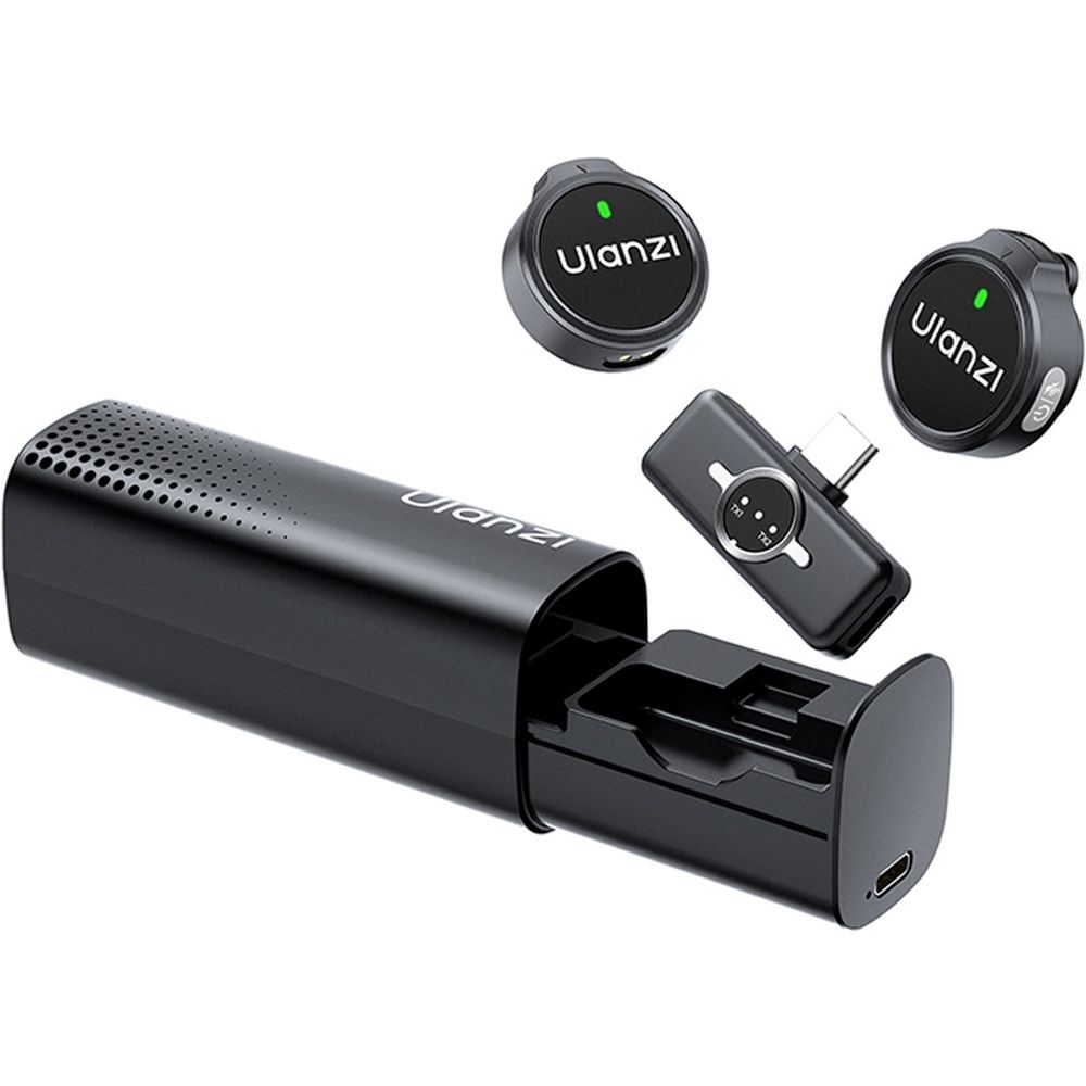Ulanzi A21 Drahtloses Mikrofon-Set mit Tasche und USB-C-Anschluss – Schwarz