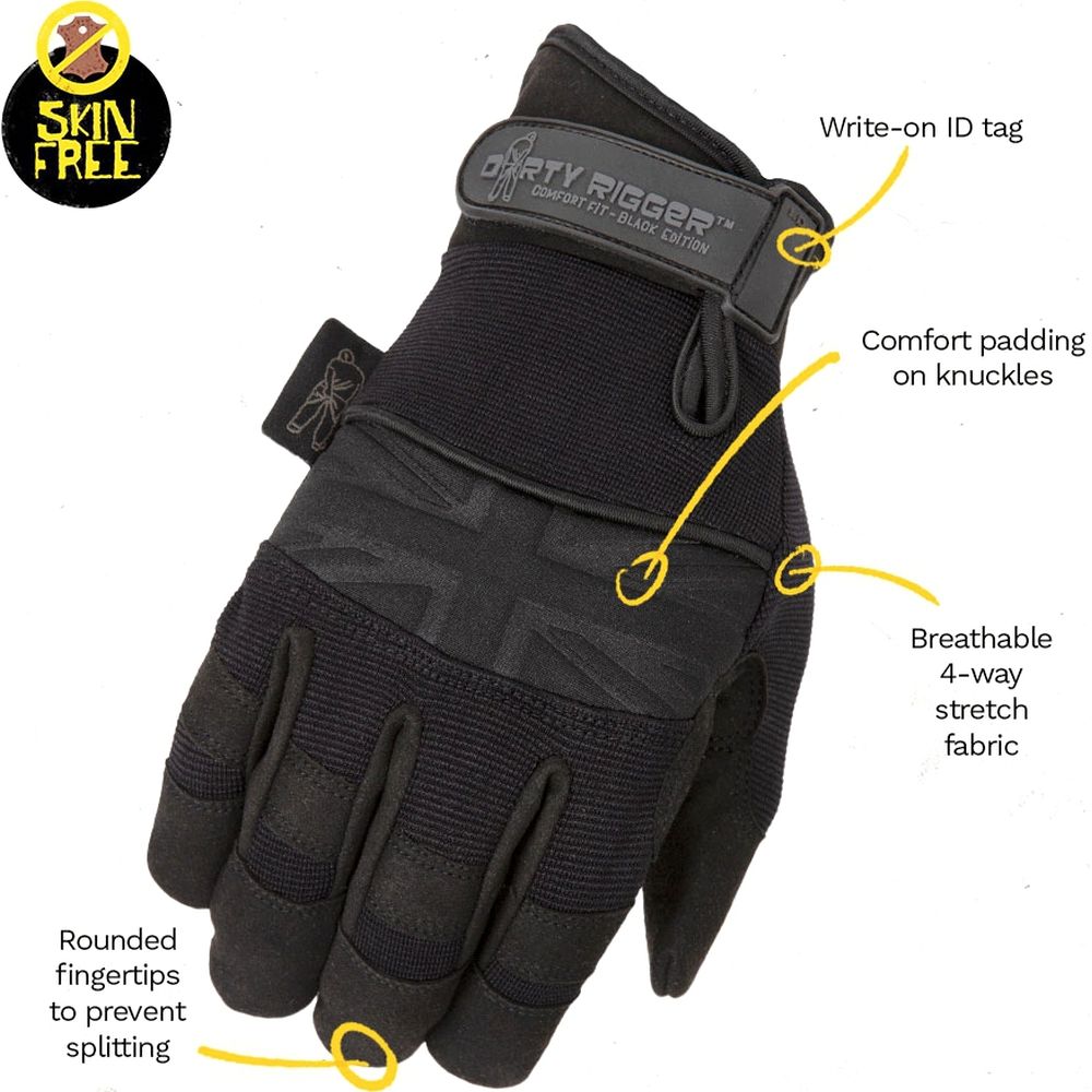 Dirty Rigger Comfort Fit Riggerhandschuh, Black Edition XL