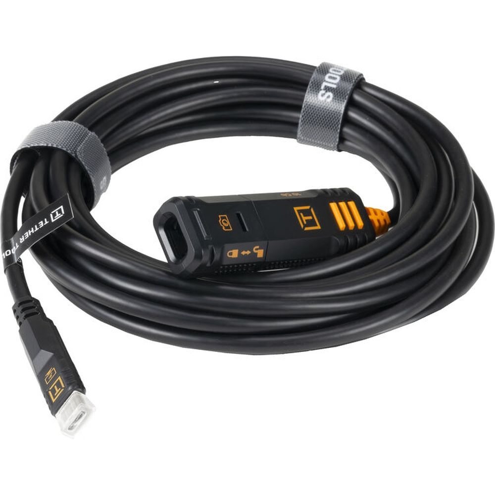 Tether Tools TetherPro Optima 10G USB-C TetherBoost Verriegelungs-Verlängerungskabel, 4,8 m Schwarz