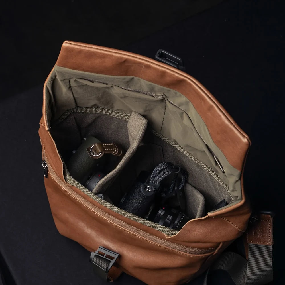 Wotancraft Pilot Travel Kamera Bag 7L – Braunes Leder