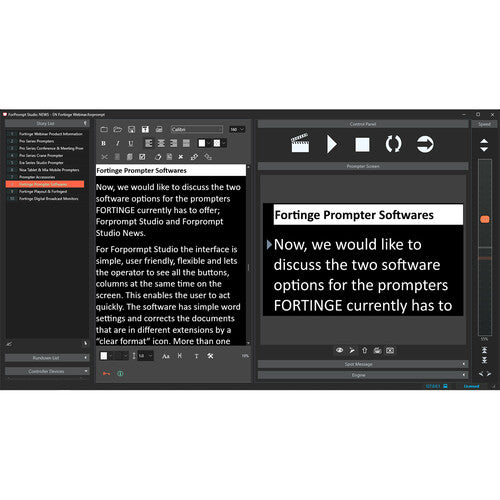 Fortinge ForPrompt Xpress Teleprompter Software - Dongle Version
