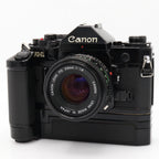 Canon A-1 Gehäuse + motor-drive + FD 50mm F/1.8 gebraucht