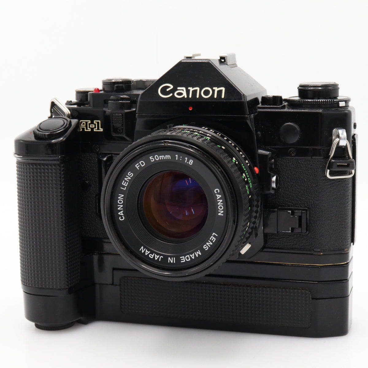 Canon A-1 Gehäuse + motor-drive + FD 50mm F/1.8 gebraucht