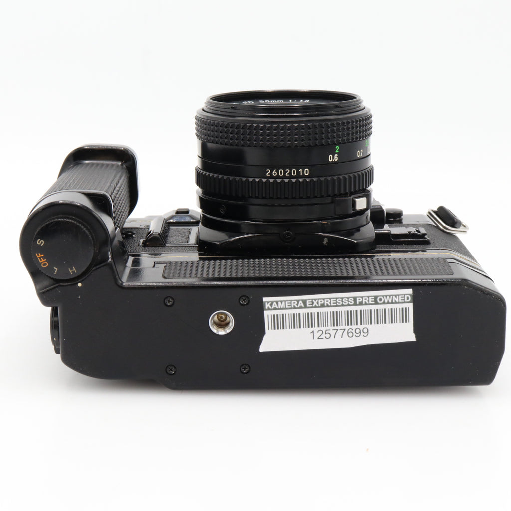 Canon A-1 Gehäuse + motor-drive + FD 50mm F/1.8 gebraucht