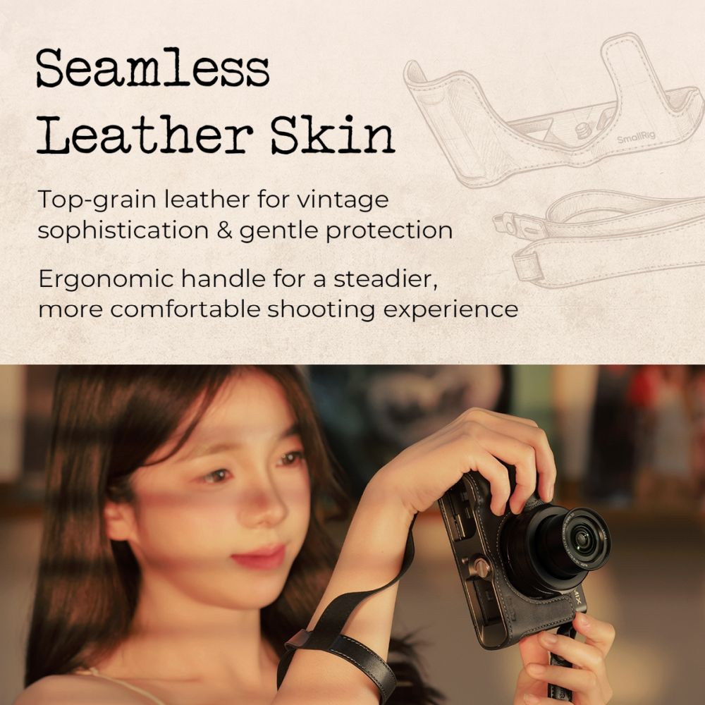 SmallRig 5698 Leder-Halbtasche für Panasonic LUMIX L10, schwarz