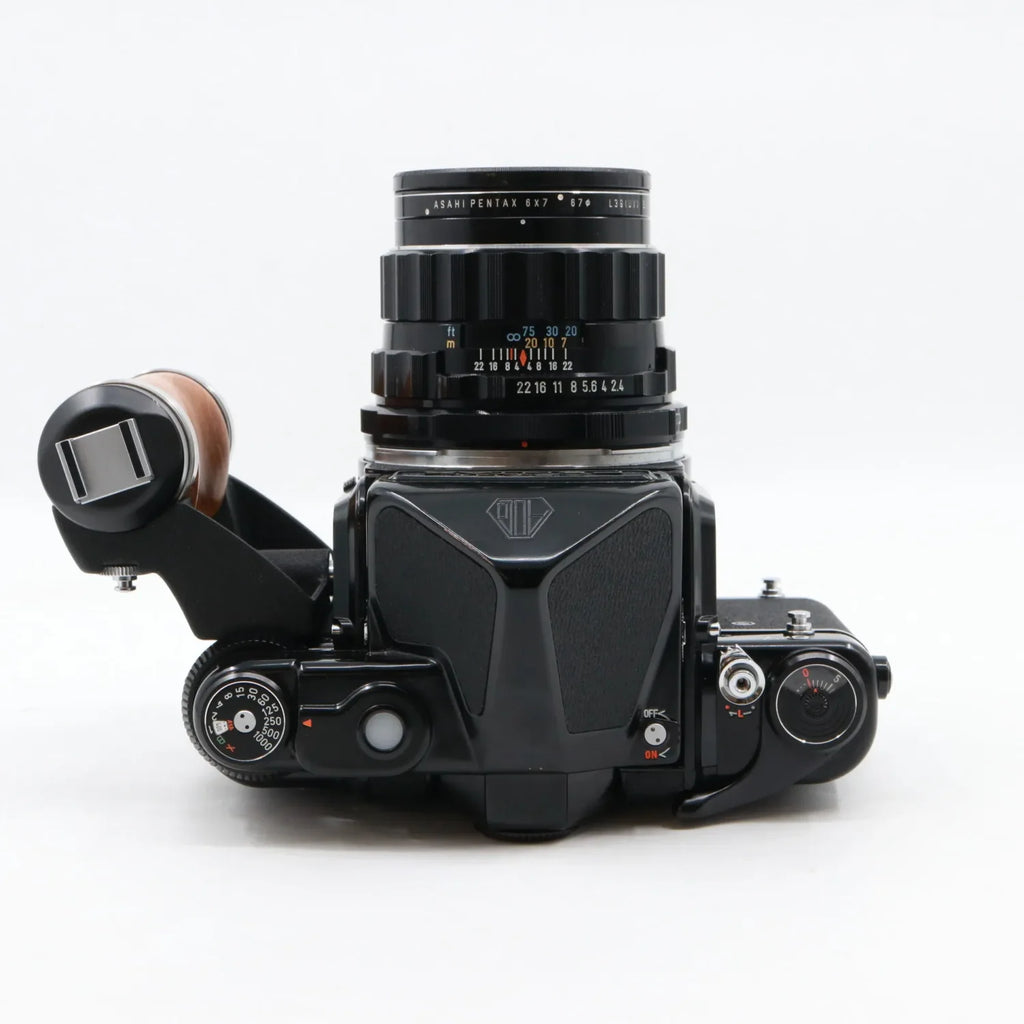 Pentax 6x7 body + SMC Takumar 105mm f/2.4 + handle used