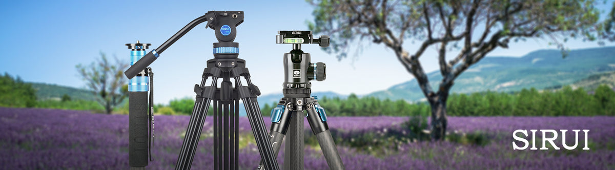 SIRUI brand banner - camera support, anamorphic and cine lenses